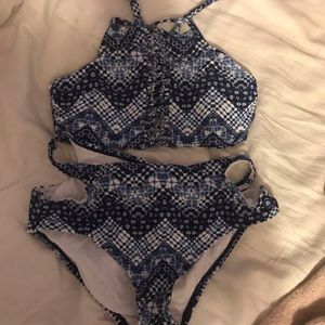 Cute blue bathing suit!